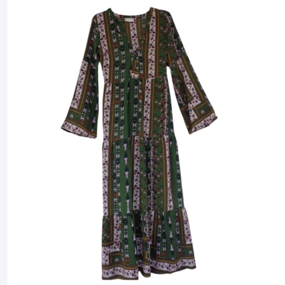 Altar’d State dress boho bell sleeve print long dress cottagecore hippie size S